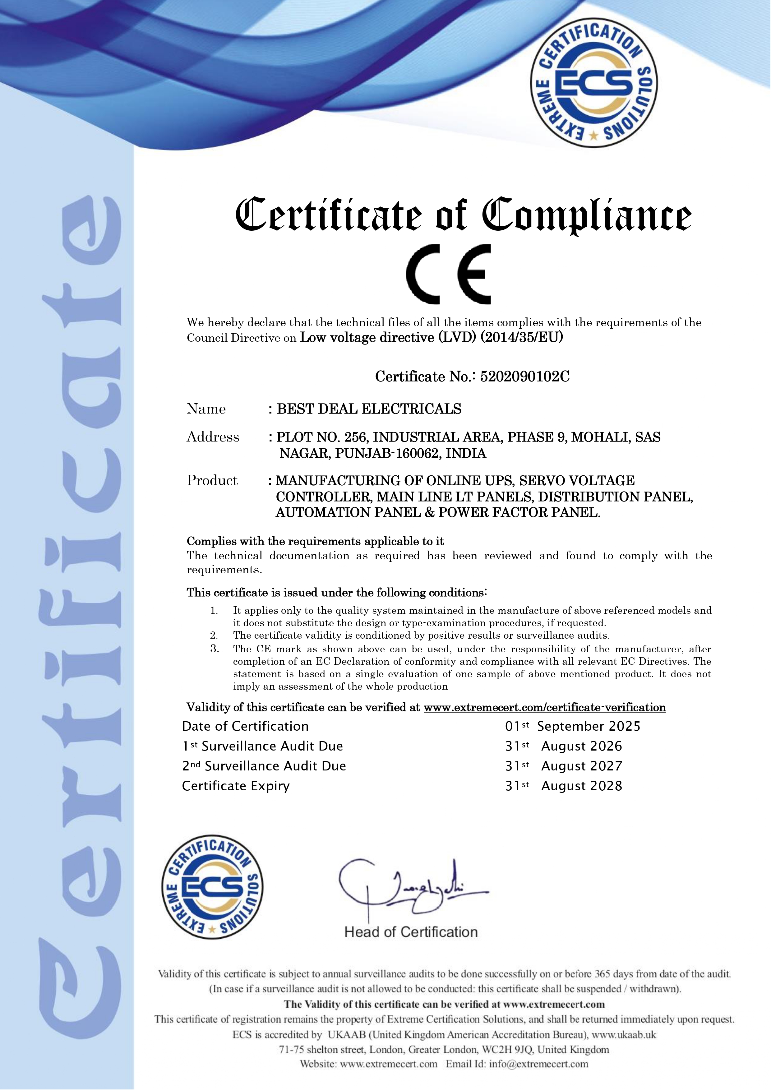 Certificate of Compliance